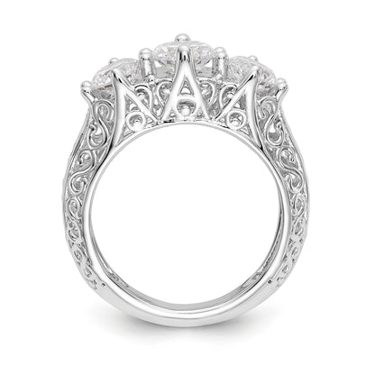 14K Weißgold Verlobungsring mit 3 simulierten Diamanten