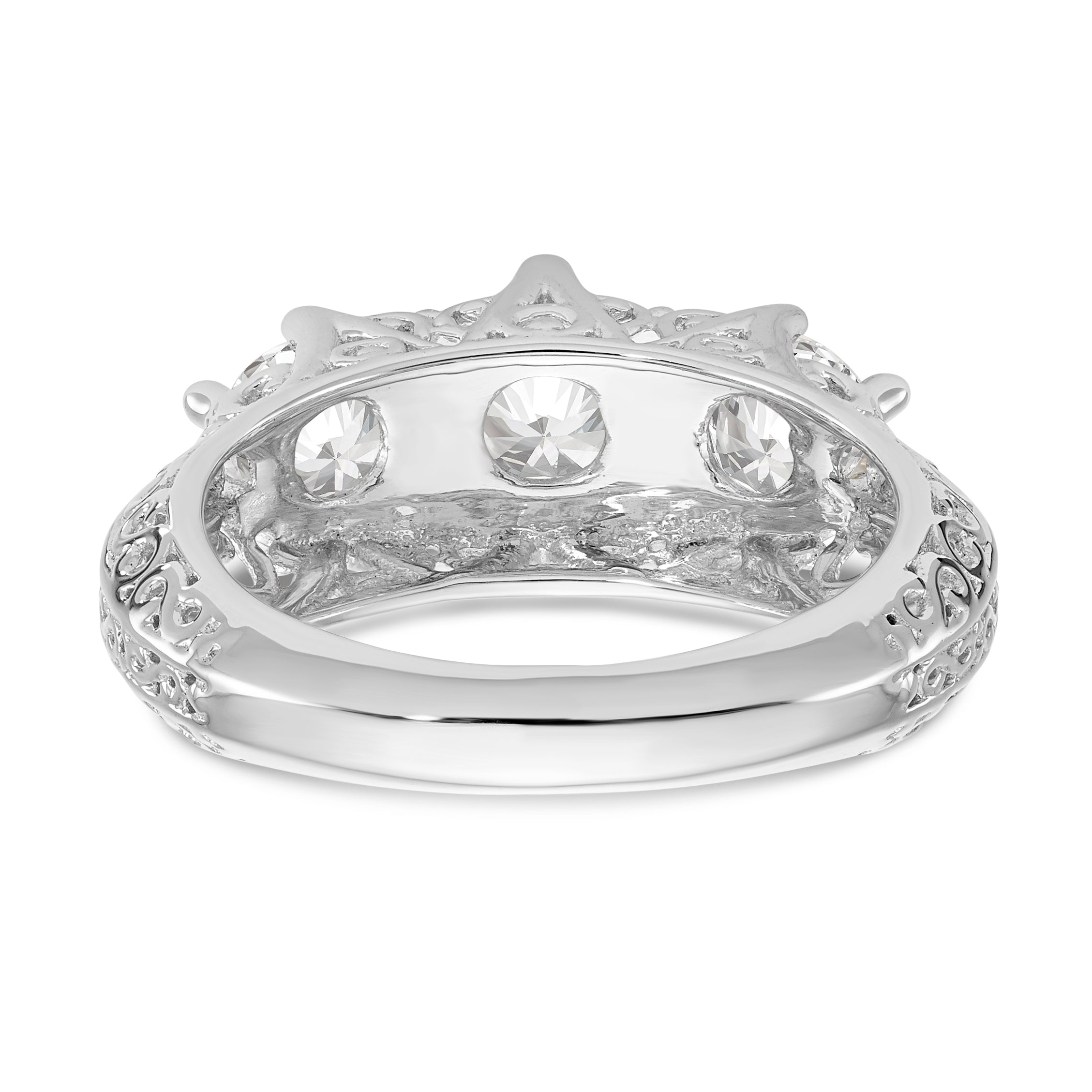14K Weißgold Verlobungsring mit 3 simulierten Diamanten