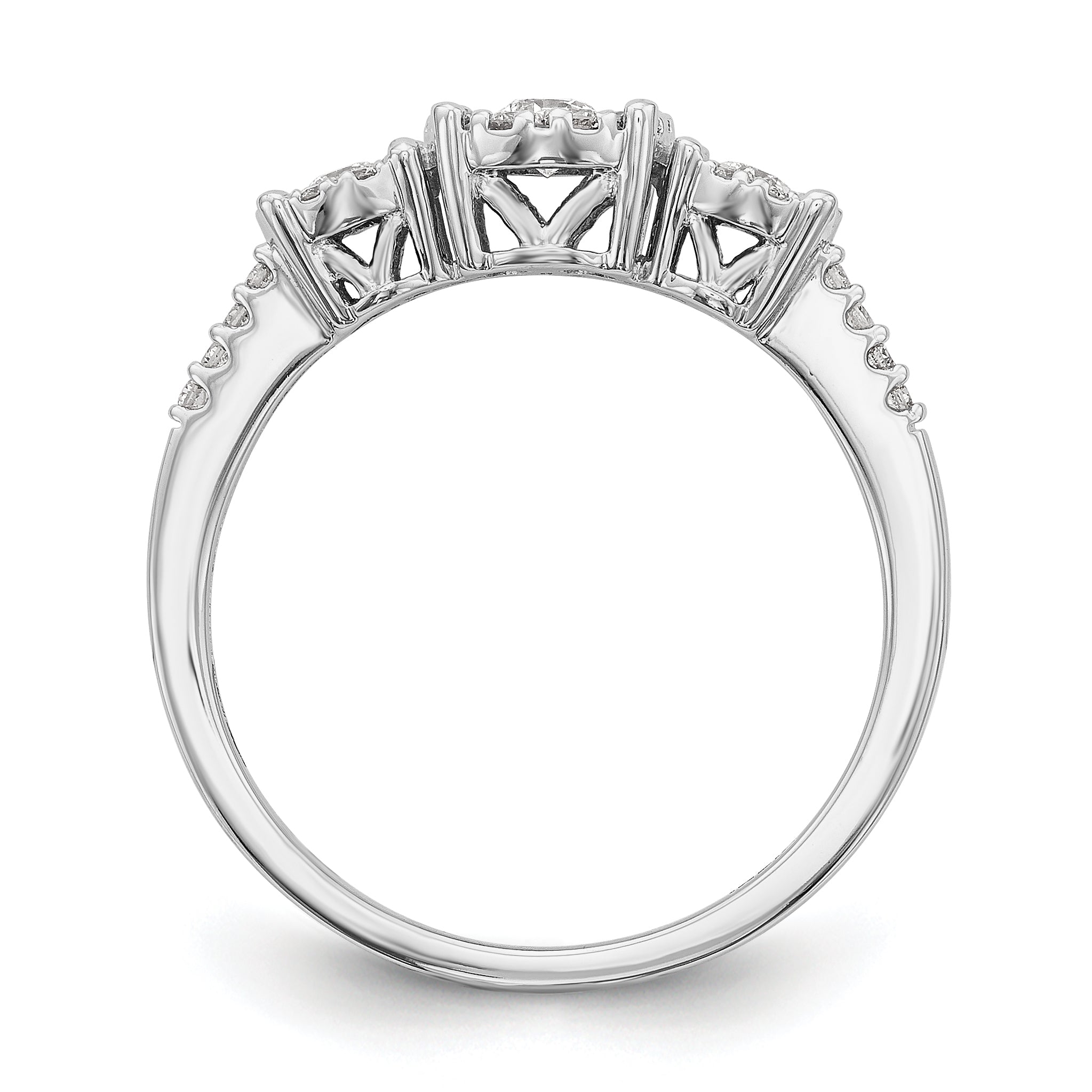 14K Weißgold Verlobungsring mit 3 Diamanten