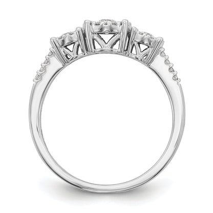14K Weißgold Verlobungsring mit 3 Diamanten