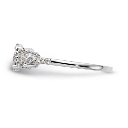 14K Weißgold Verlobungsring mit 3 Diamanten