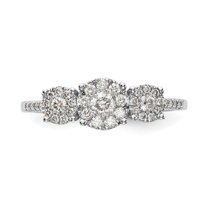 14K Weißgold Verlobungsring mit 3 Diamanten