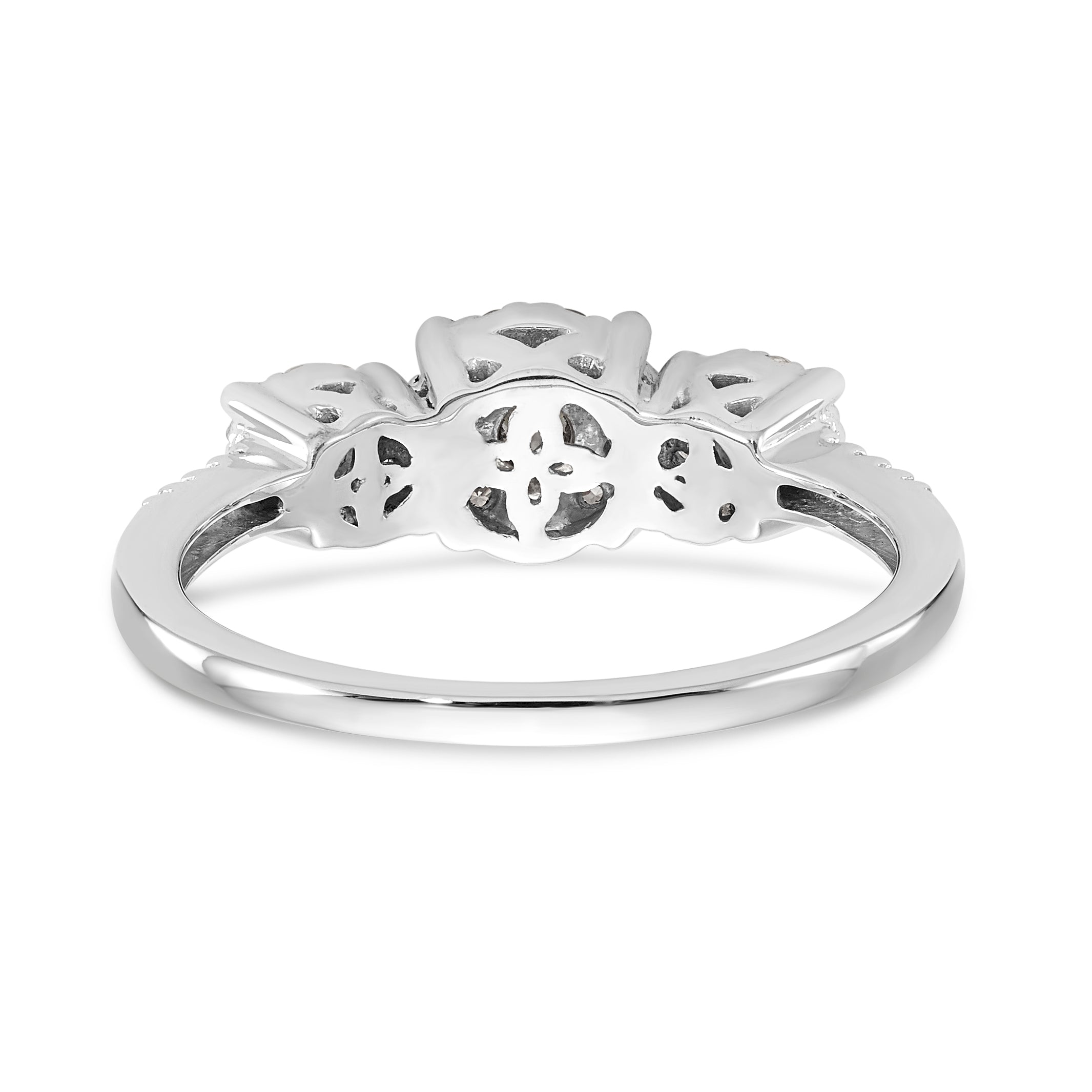 14K Weißgold Verlobungsring mit 3 Diamanten