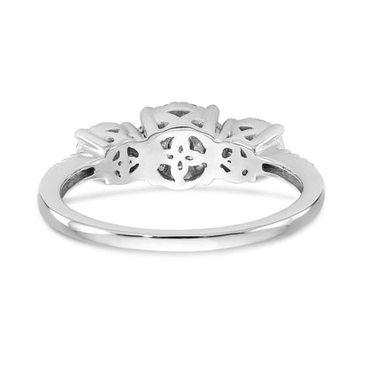14K Weißgold Verlobungsring mit 3 Diamanten