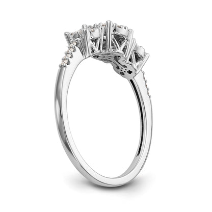 14K Weißgold Verlobungsring mit 3 Diamanten
