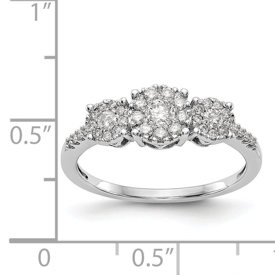 14K Weißgold Verlobungsring mit 3 Diamanten