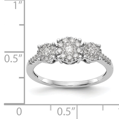 14K Weißgold Verlobungsring mit 3 Diamanten