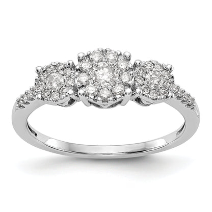 14K Weißgold Verlobungsring mit 3 Diamanten