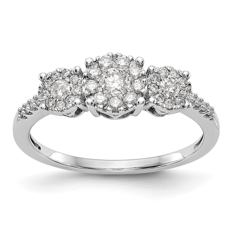 14K Weißgold Verlobungsring mit 3 Diamanten