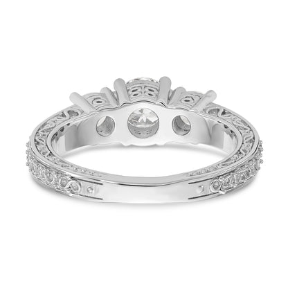 14K Weißgold Verlobungsring mit 3 simulierten Diamanten