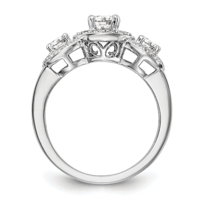 14K Weißgold Verlobungsring mit 3 simulierten Diamanten
