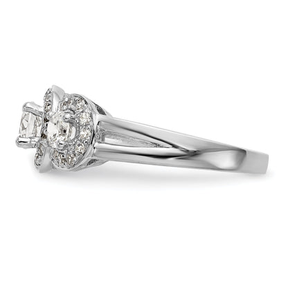 14K Weißgold Dreistein-Verlobungsring mit simulierten Diamanten