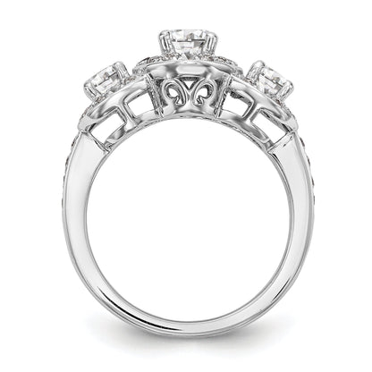 585 Weißgold Verlobungsring mit 3 simulierten Diamanten