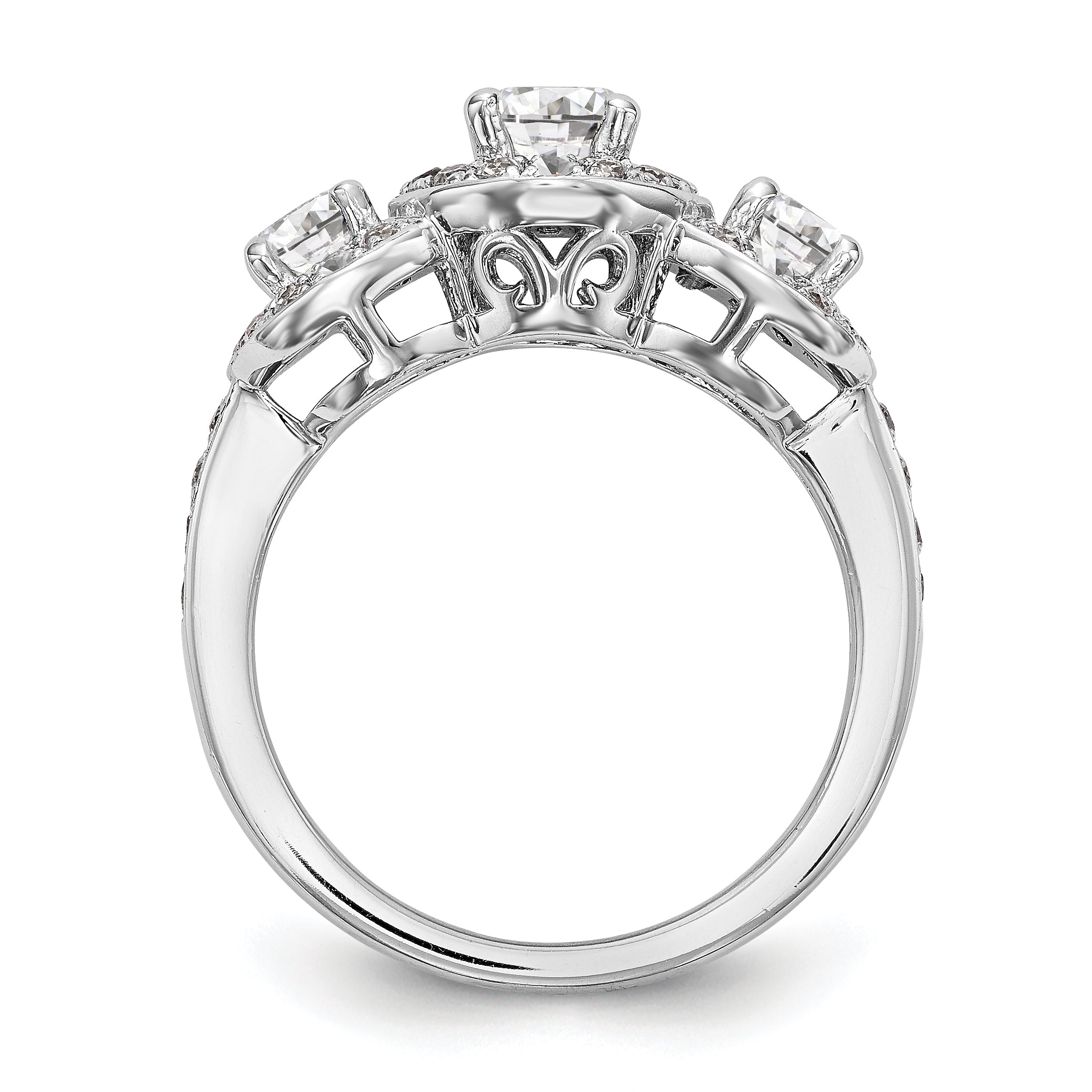 585 Weißgold Verlobungsring mit 3 simulierten Diamanten