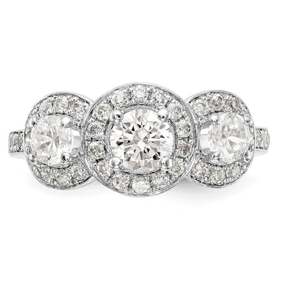 585 Weißgold Verlobungsring mit 3 simulierten Diamanten