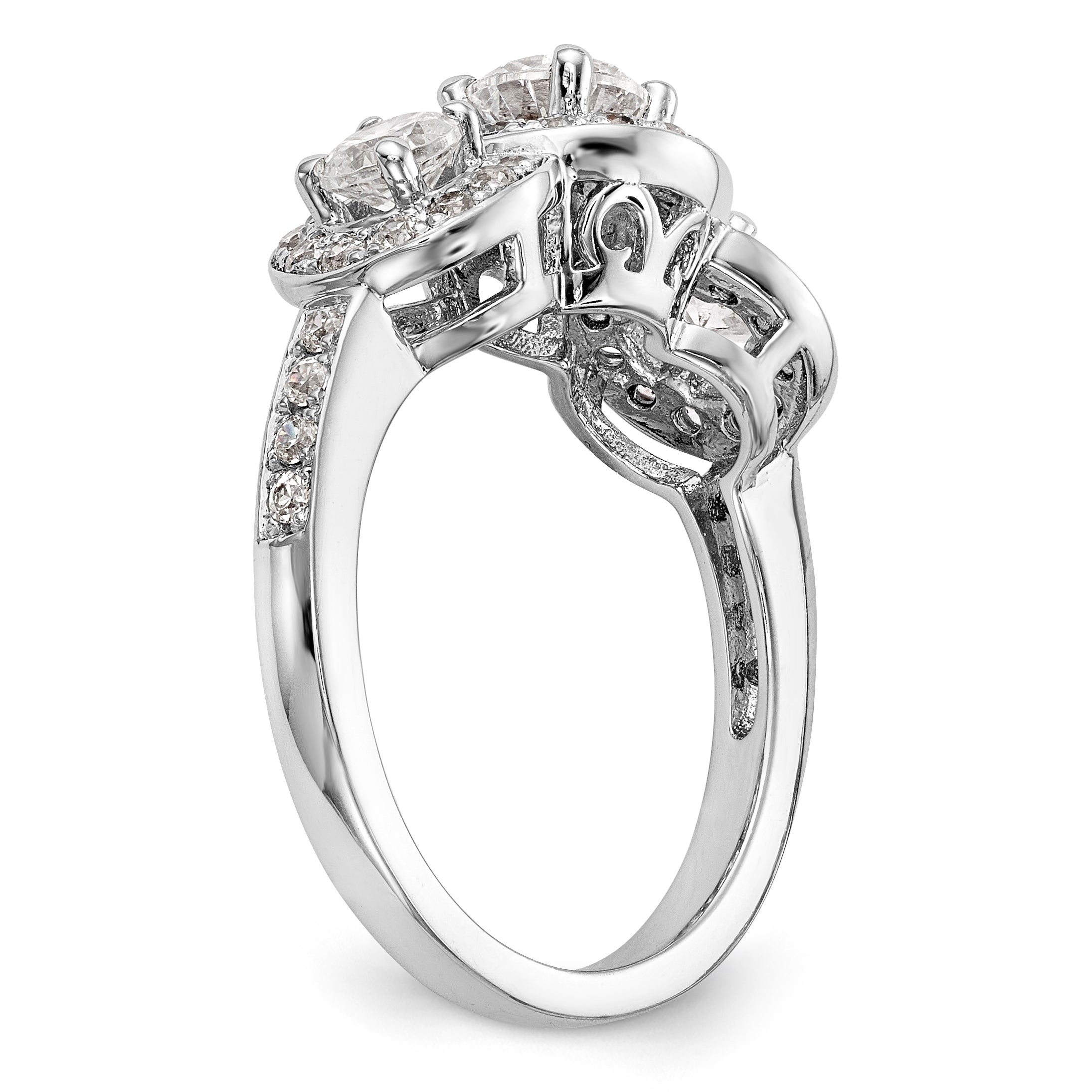 585 Weißgold Verlobungsring mit 3 simulierten Diamanten