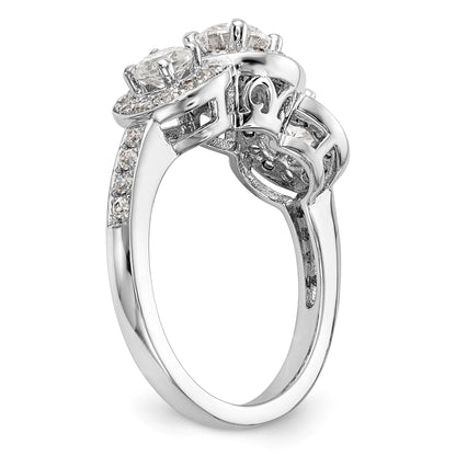 585 Weißgold Verlobungsring mit 3 simulierten Diamanten