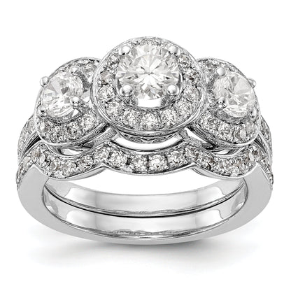 585 Weißgold Verlobungsring mit 3 simulierten Diamanten