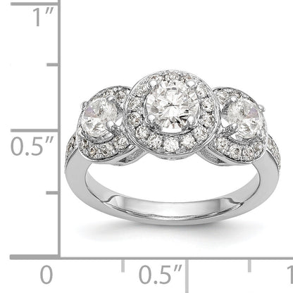 Verlobungsring aus 14K Weißgold mit 3 simulierten Diamanten