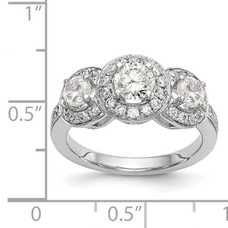 585 Weißgold Verlobungsring mit 3 simulierten Diamanten
