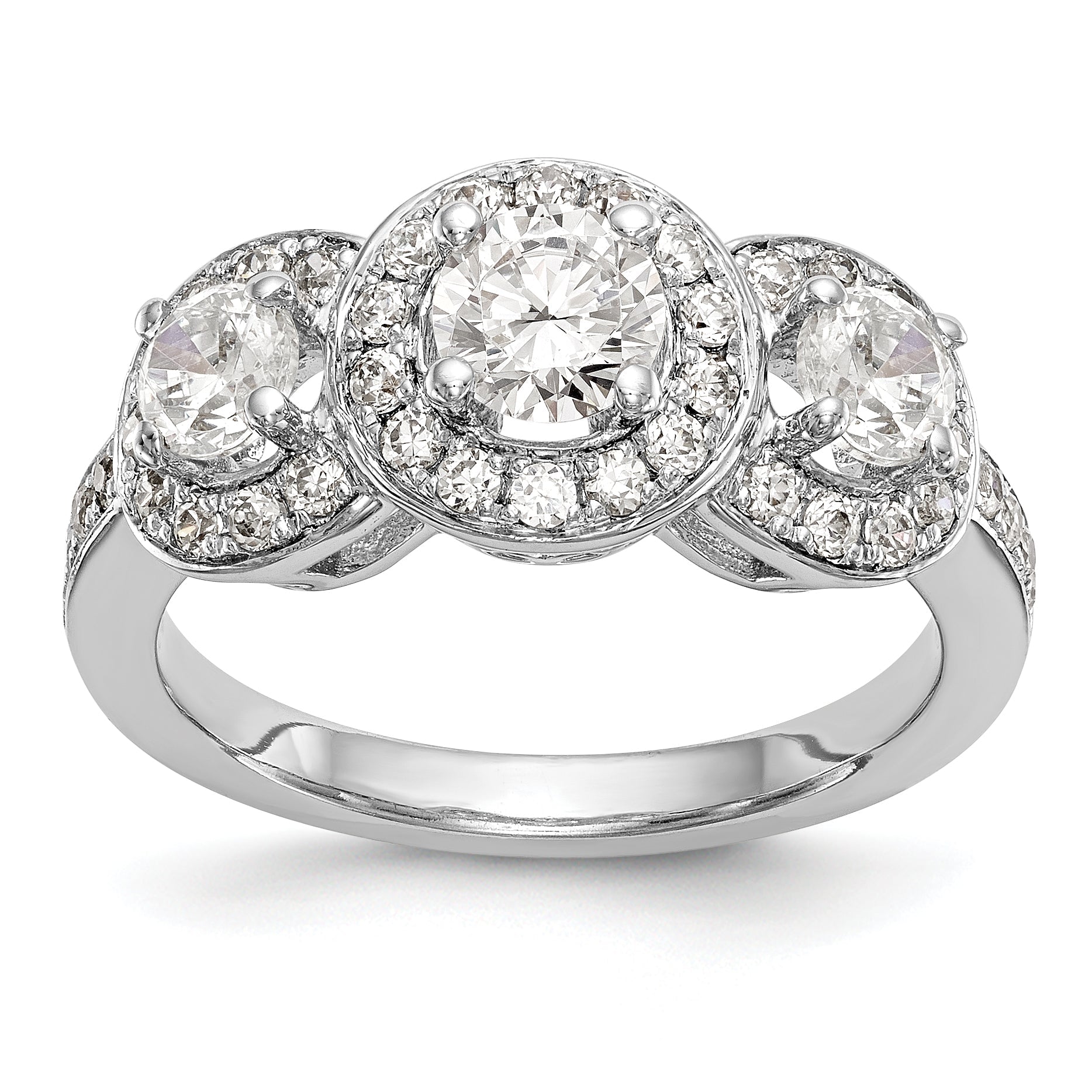 Verlobungsring aus 14K Weißgold mit 3 simulierten Diamanten