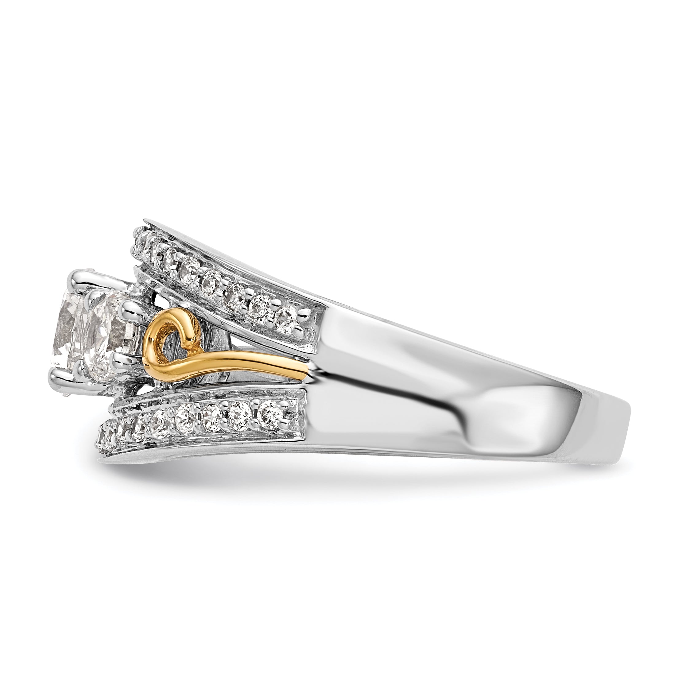 14K Weißgold Verlobungsring mit 3 simulierten Diamanten