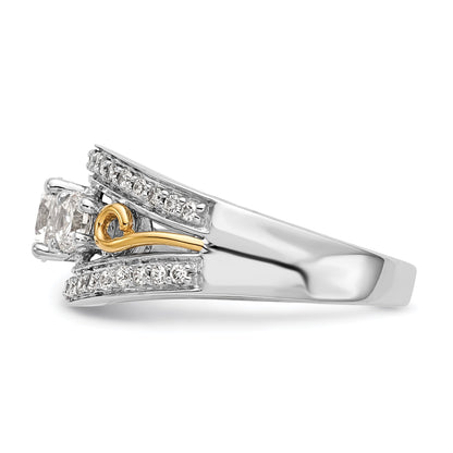 14K Weißgold Verlobungsring mit 3 simulierten Diamanten