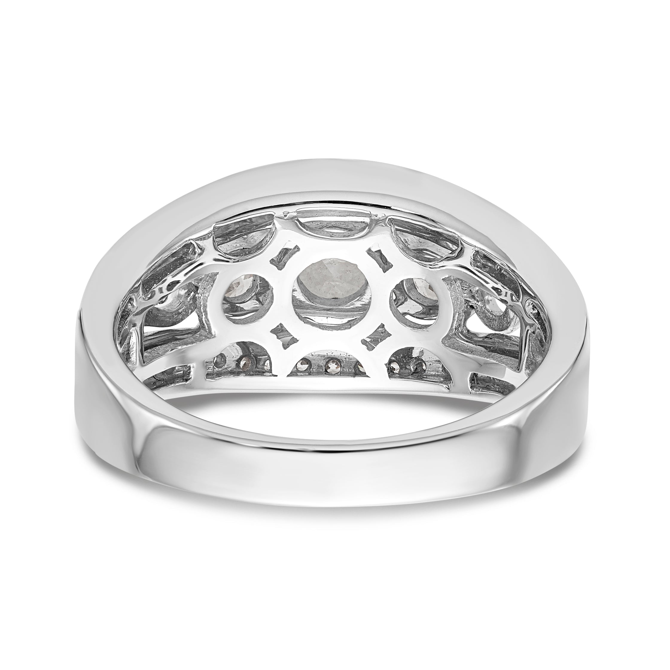 14K Weißgold Verlobungsring mit 3 simulierten Diamanten