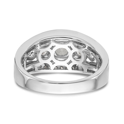 14K Weißgold Verlobungsring mit 3 simulierten Diamanten