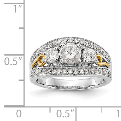 14K Weißgold Verlobungsring mit 3 simulierten Diamanten