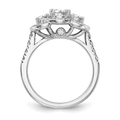 14K Weißgold Verlobungsring mit 3 simulierten Diamanten