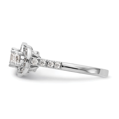 14K Weißgold Verlobungsring mit 3 simulierten Diamanten