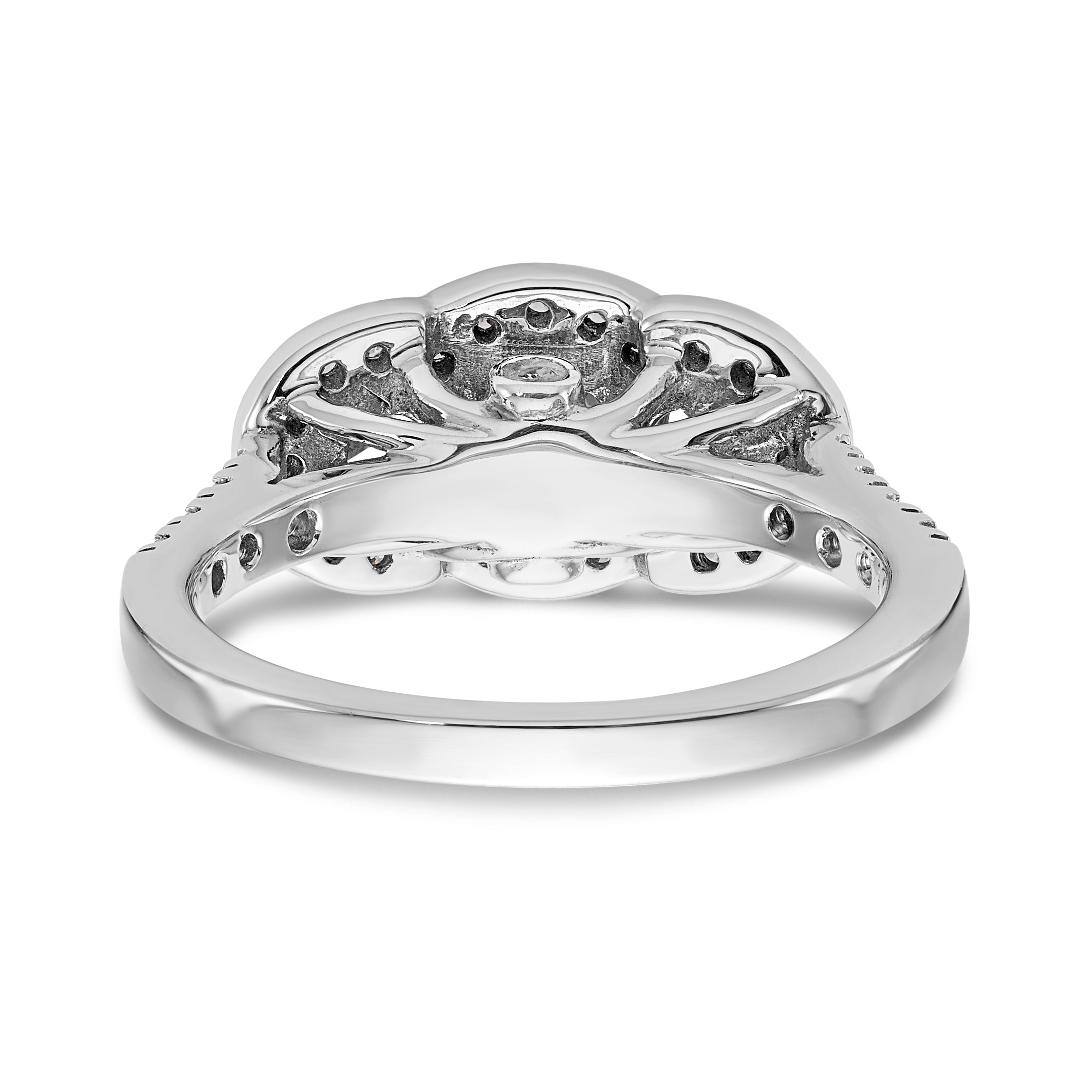 14K Weißgold Verlobungsring mit 3 simulierten Diamanten