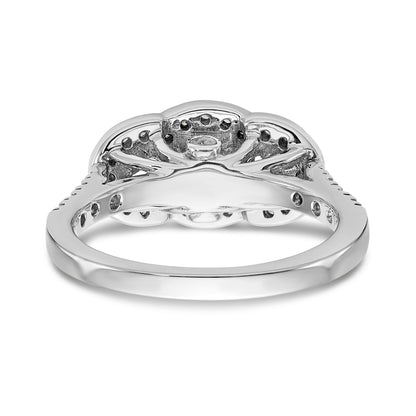 14K Weißgold Verlobungsring mit 3 simulierten Diamanten
