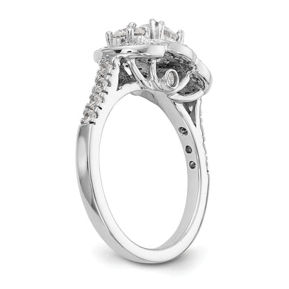 14K Weißgold Verlobungsring mit 3 simulierten Diamanten