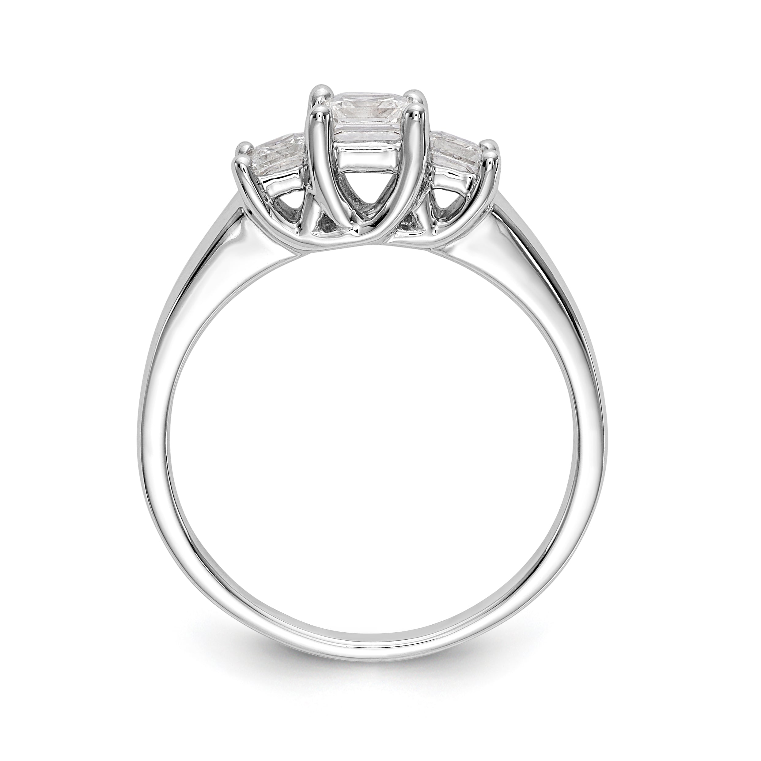 14K Weißgold Verlobungsring mit 3 Labordiamanten