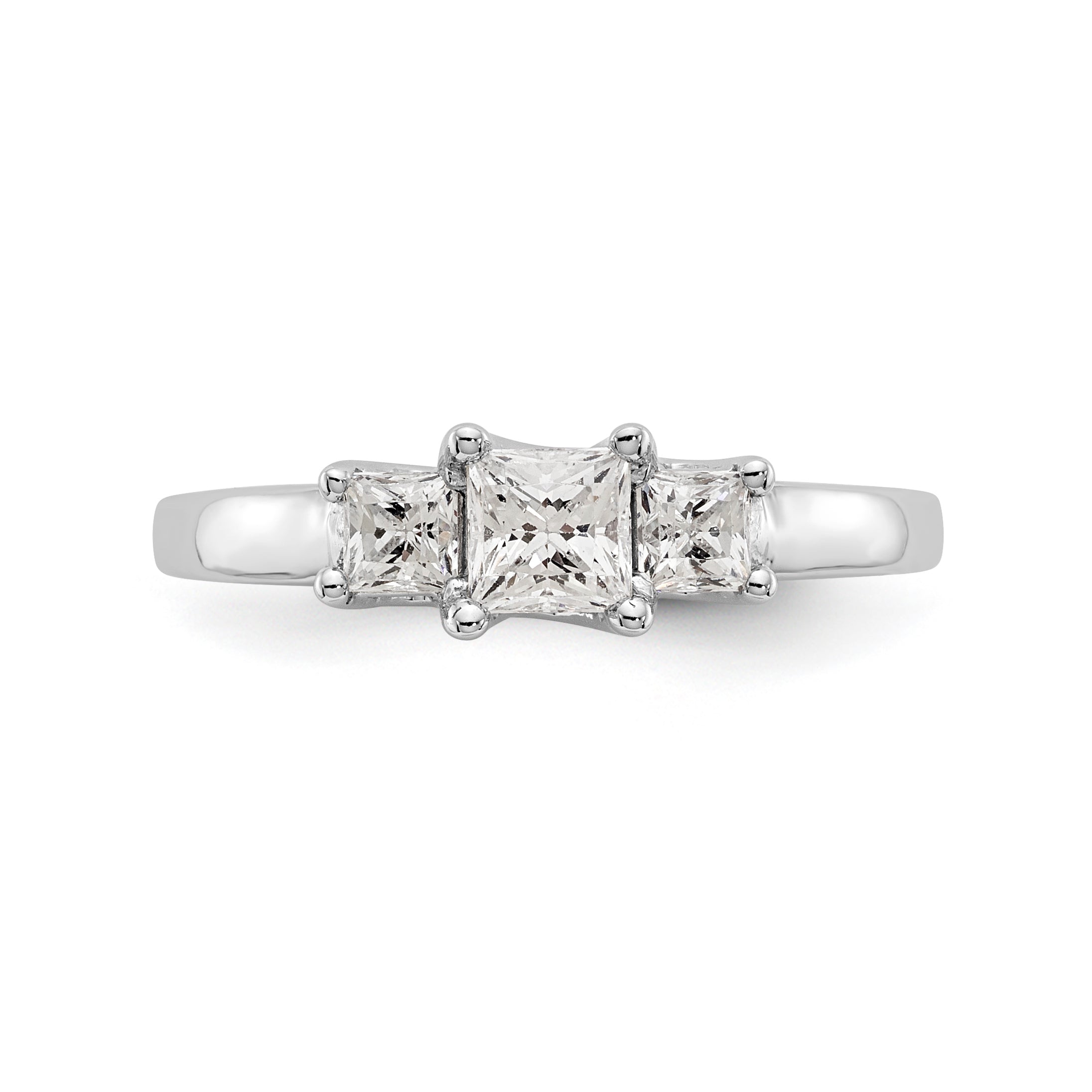 14K Weißgold Verlobungsring mit 3 Labordiamanten