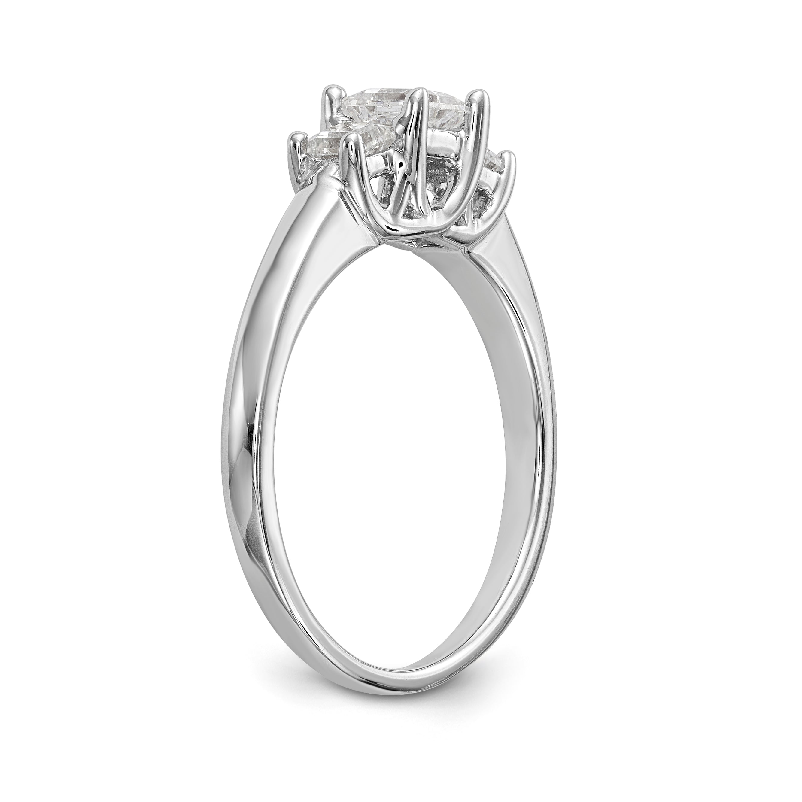 14K Weißgold Verlobungsring mit 3 Labordiamanten