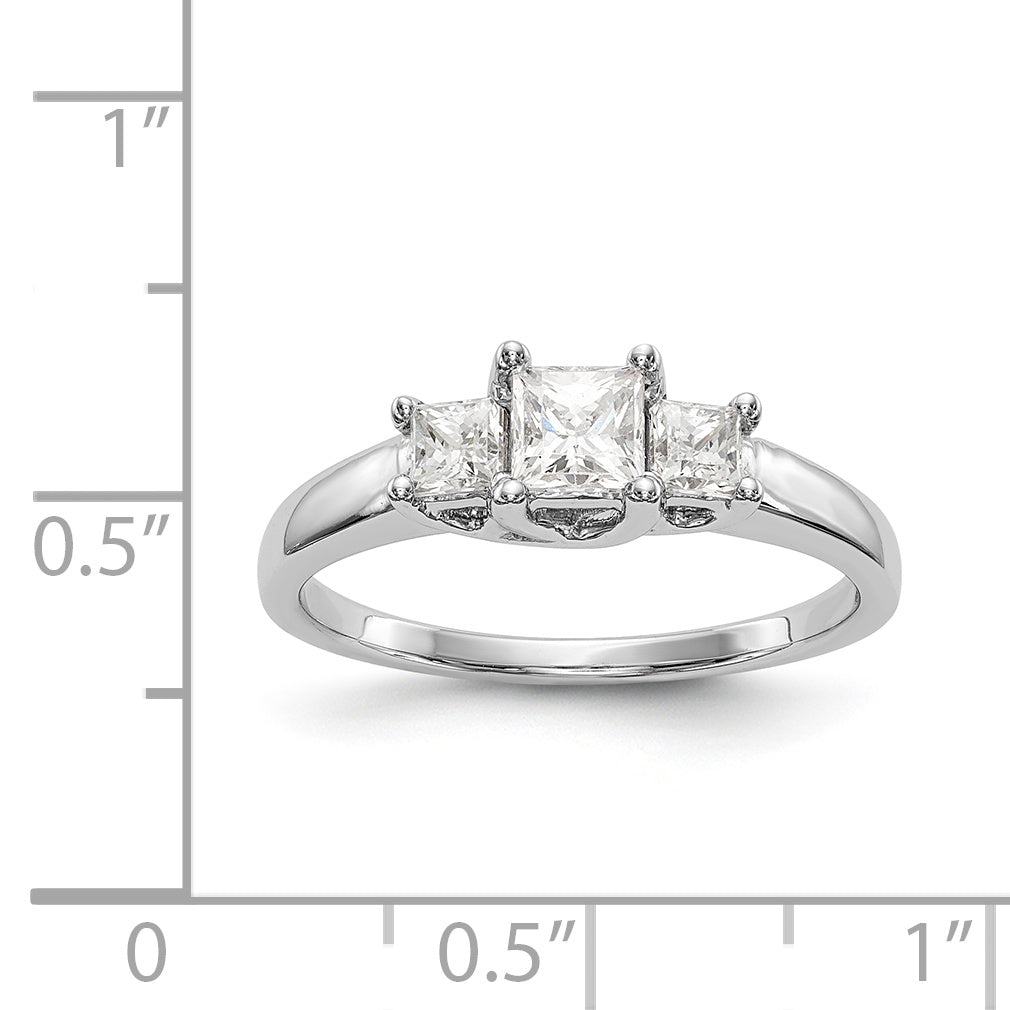 14K Weißgold Verlobungsring mit 3 Labordiamanten