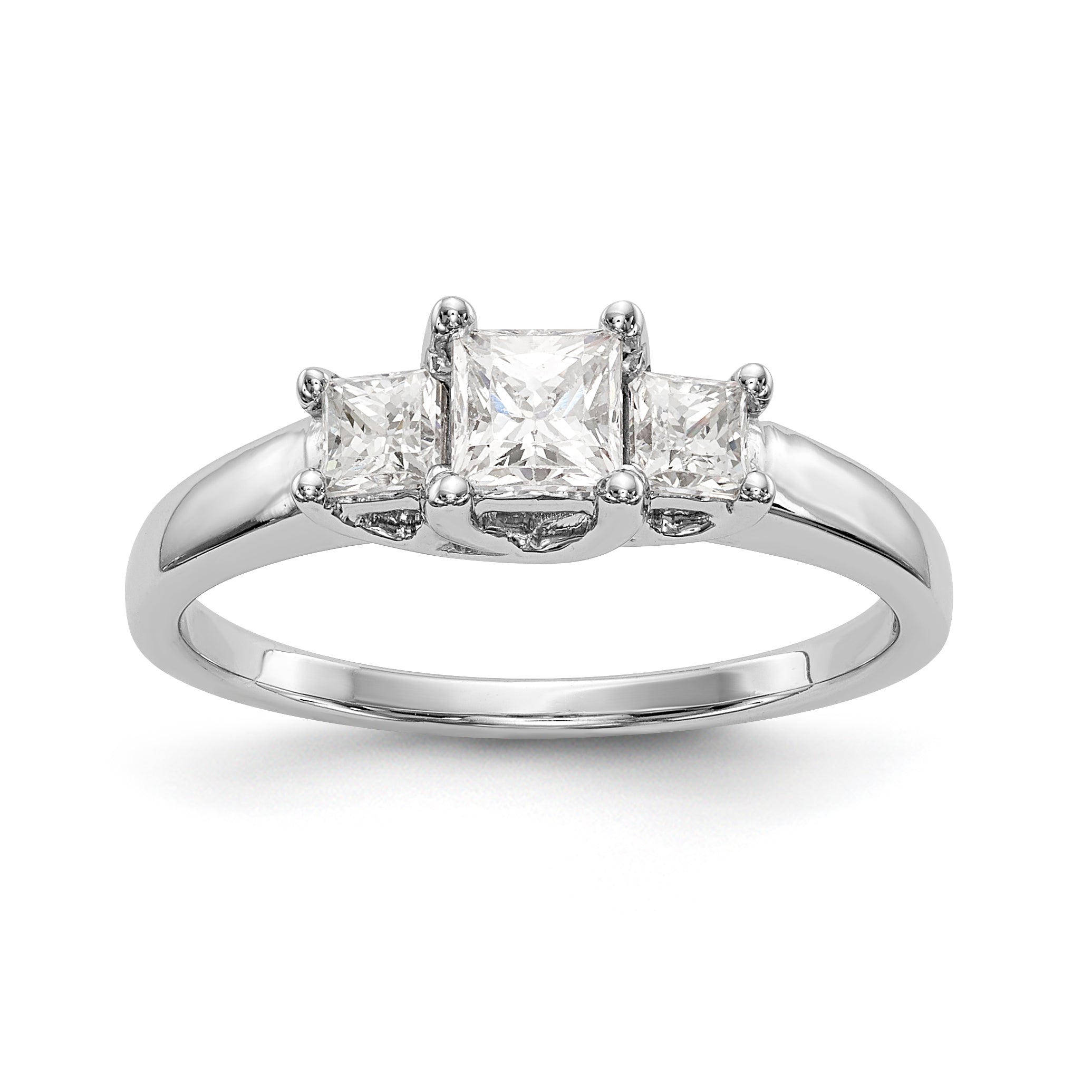 14K Weißgold Verlobungsring mit 3 Labordiamanten