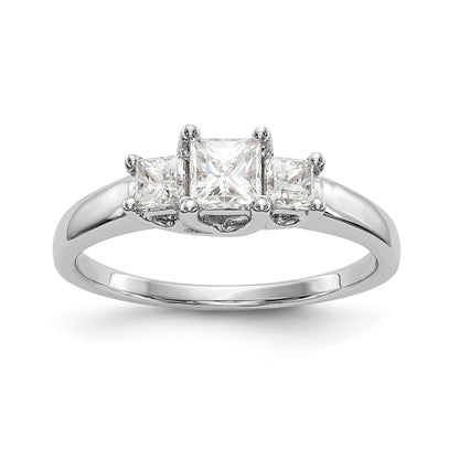 14K Weißgold Verlobungsring mit 3 Labordiamanten