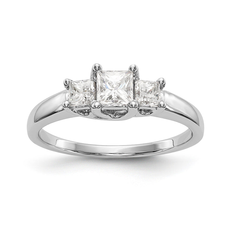 14K Weißgold Verlobungsring mit 3 Labordiamanten