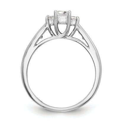 14K Weißgold Verlobungsring mit 3 simulierten Diamanten