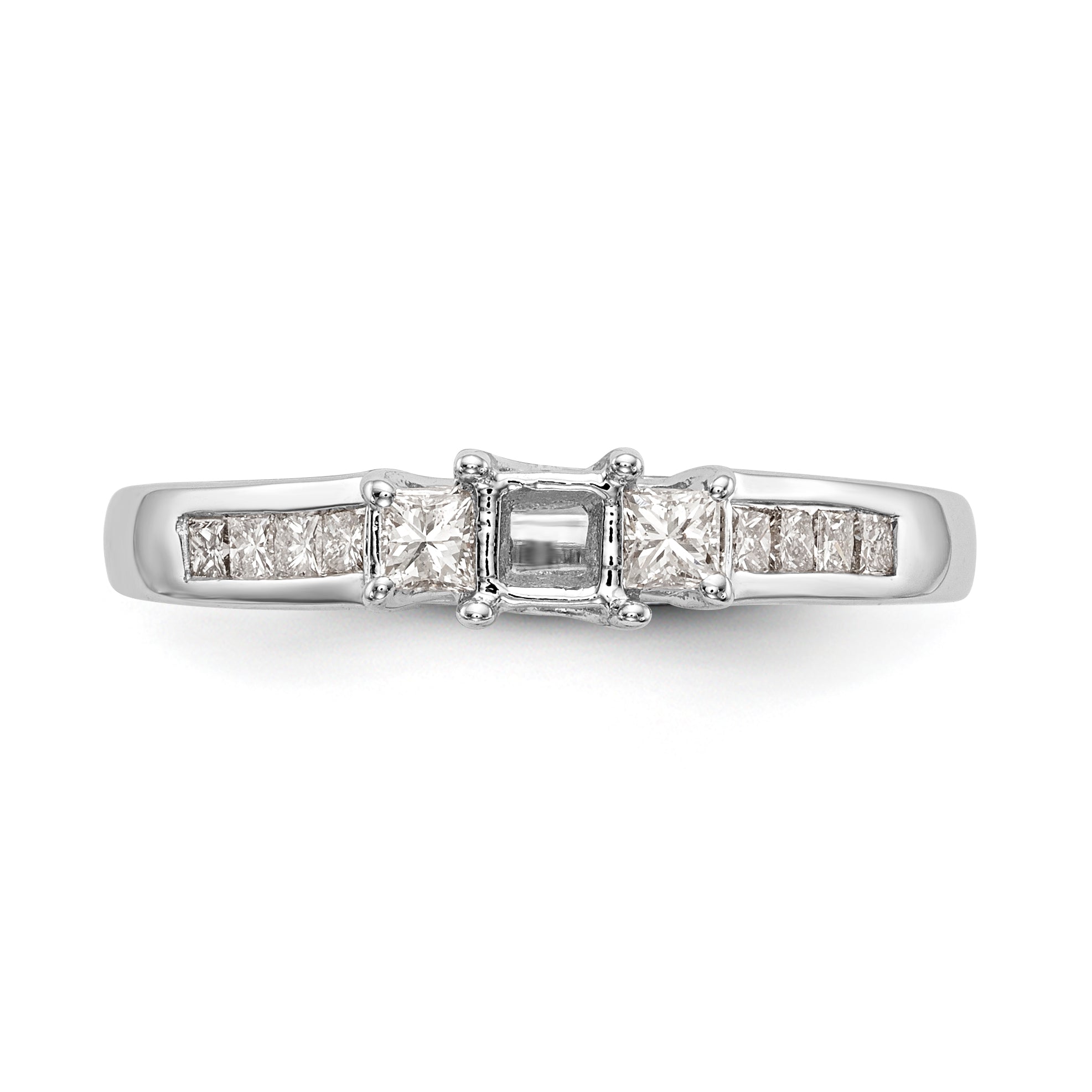 14K Weißgold Verlobungsring mit 3 simulierten Diamanten