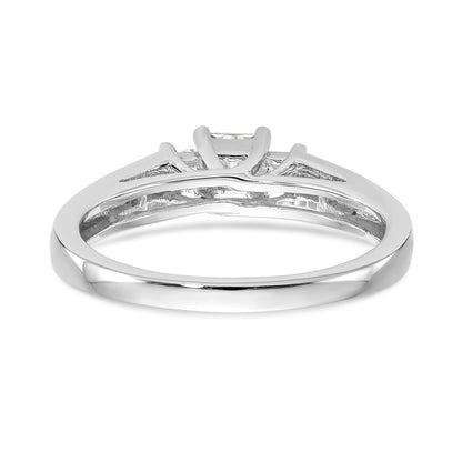 14K Weißgold Verlobungsring mit 3 simulierten Diamanten