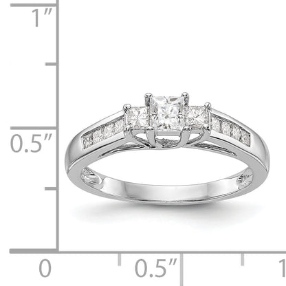 14K Weißgold Verlobungsring mit 3 simulierten Diamanten
