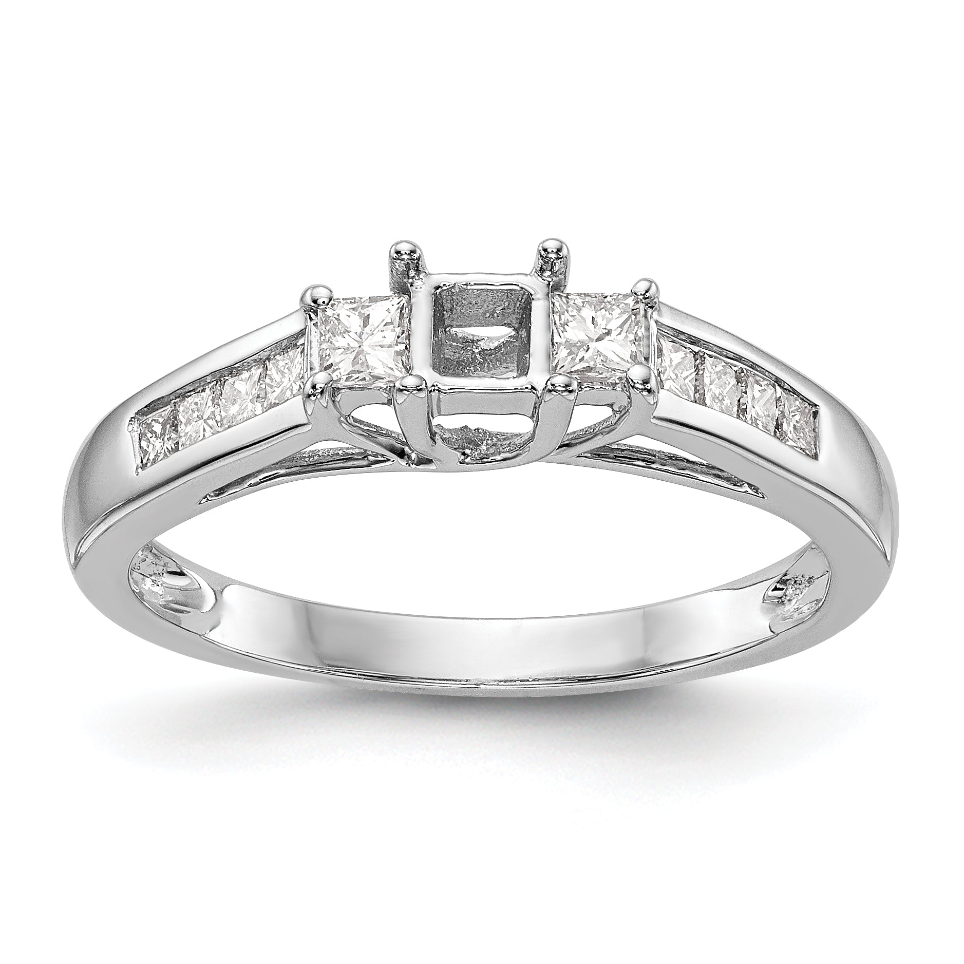 14K Weißgold Verlobungsring mit 3 simulierten Diamanten