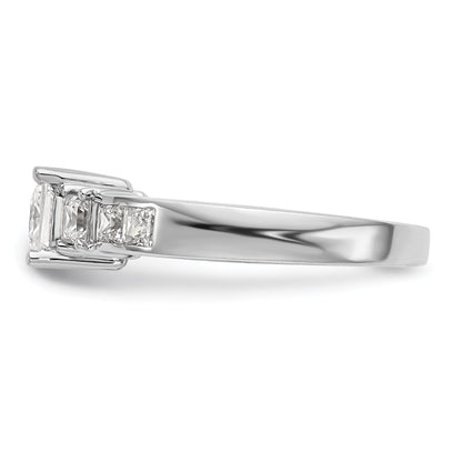 14K Weißgold Verlobungsring mit 3 simulierten Diamanten