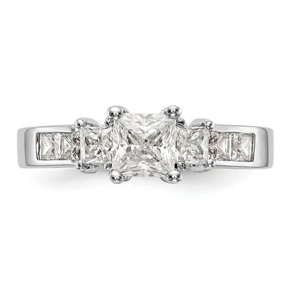 14K Weißgold Verlobungsring mit 3 simulierten Diamanten