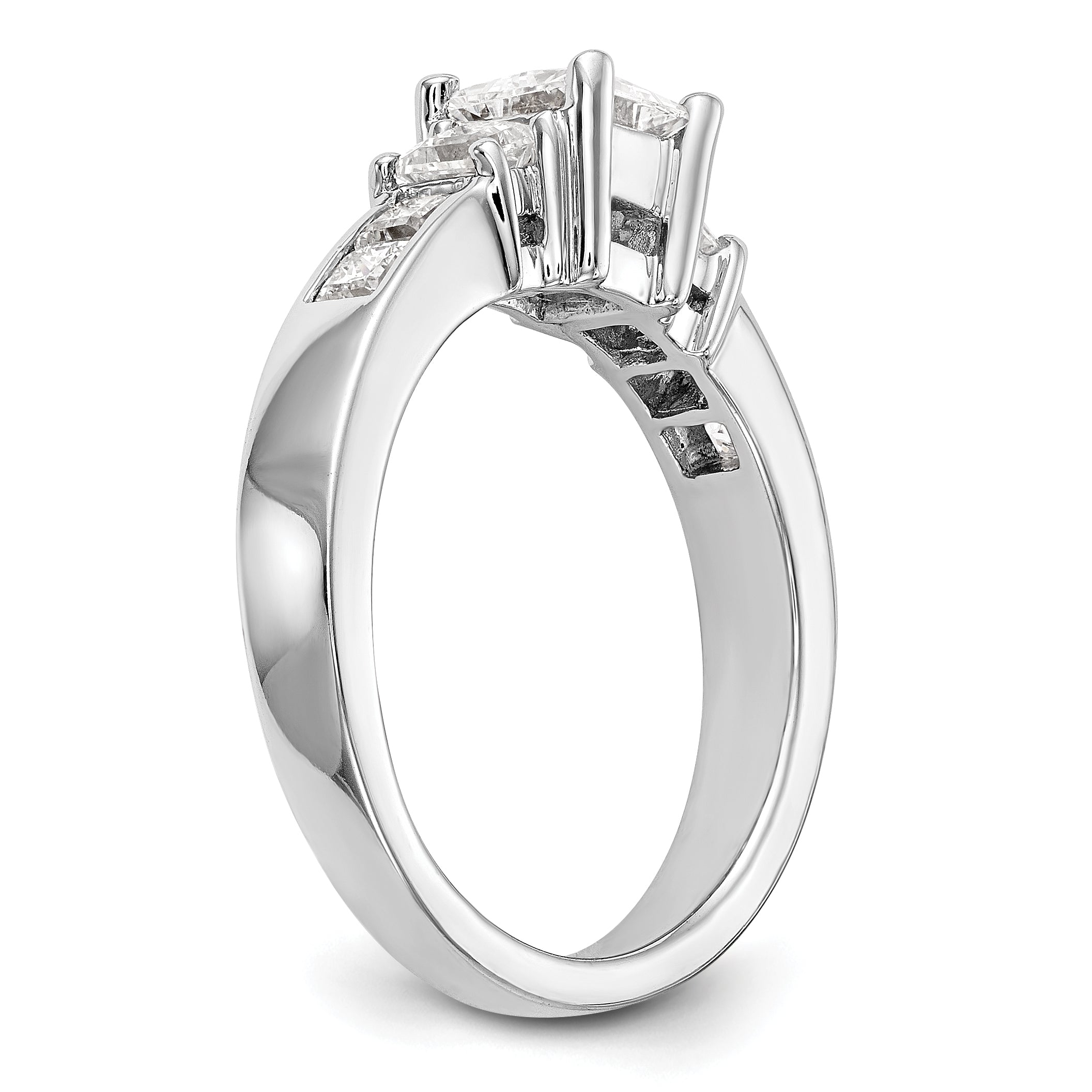 14K Weißgold Verlobungsring mit 3 simulierten Diamanten